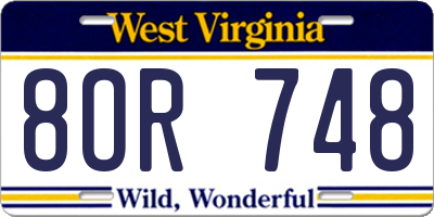 WV license plate 8OR748