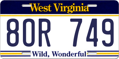 WV license plate 8OR749