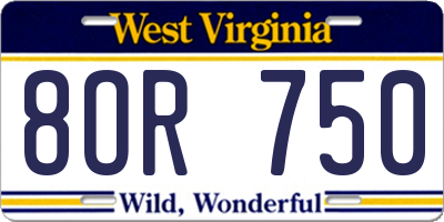 WV license plate 8OR750