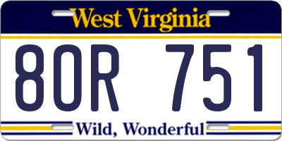 WV license plate 8OR751