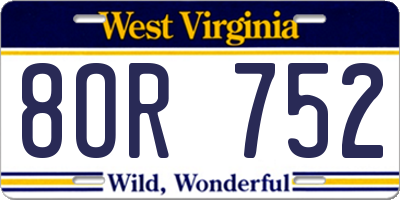WV license plate 8OR752