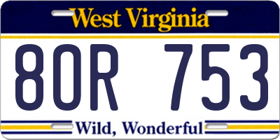 WV license plate 8OR753