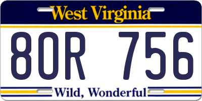 WV license plate 8OR756