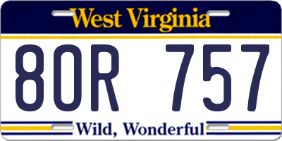 WV license plate 8OR757
