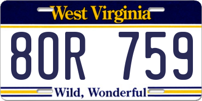 WV license plate 8OR759