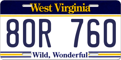 WV license plate 8OR760