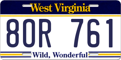 WV license plate 8OR761