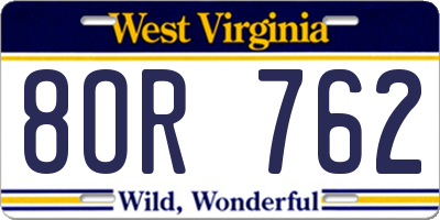 WV license plate 8OR762