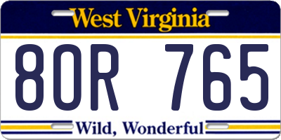 WV license plate 8OR765