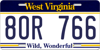 WV license plate 8OR766