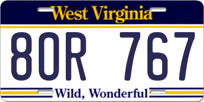 WV license plate 8OR767