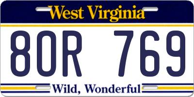 WV license plate 8OR769