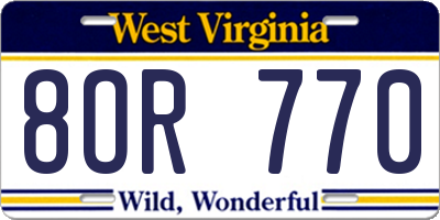 WV license plate 8OR770