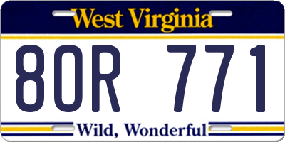 WV license plate 8OR771