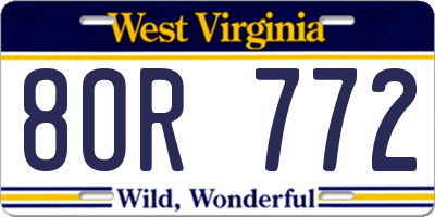 WV license plate 8OR772