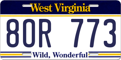 WV license plate 8OR773
