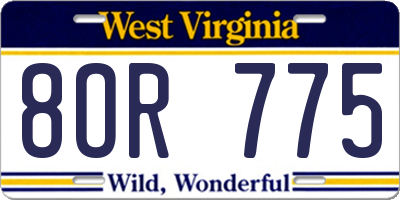 WV license plate 8OR775
