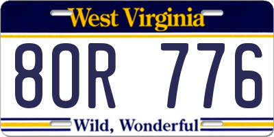 WV license plate 8OR776
