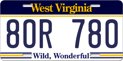 WV license plate 8OR780