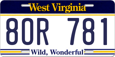 WV license plate 8OR781