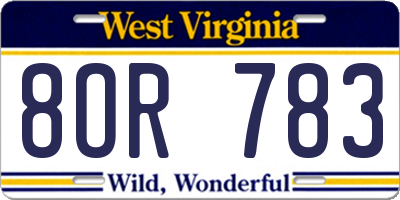 WV license plate 8OR783