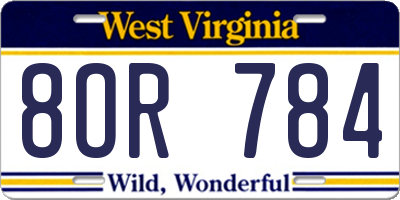 WV license plate 8OR784