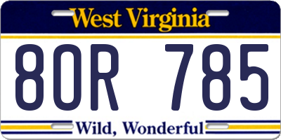 WV license plate 8OR785