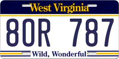 WV license plate 8OR787