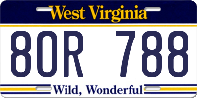 WV license plate 8OR788