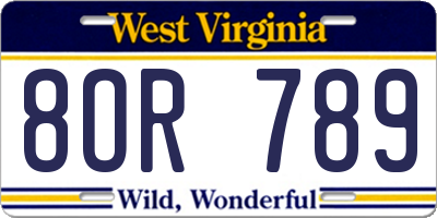 WV license plate 8OR789