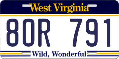 WV license plate 8OR791