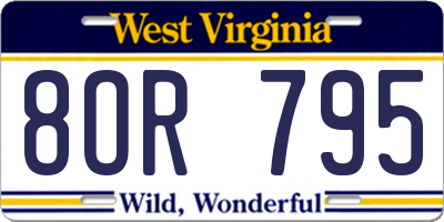 WV license plate 8OR795