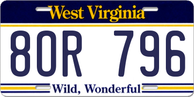 WV license plate 8OR796
