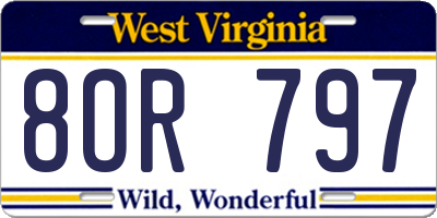 WV license plate 8OR797