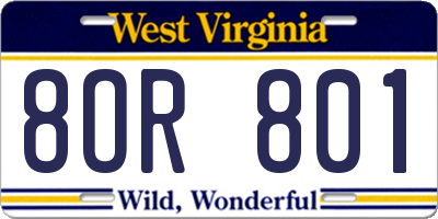 WV license plate 8OR801