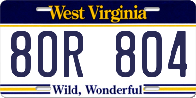 WV license plate 8OR804