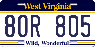 WV license plate 8OR805