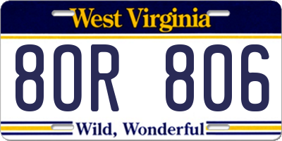 WV license plate 8OR806