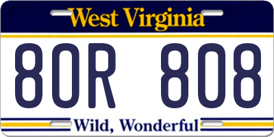WV license plate 8OR808