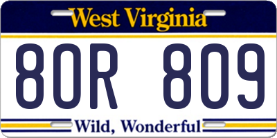 WV license plate 8OR809