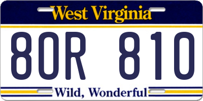 WV license plate 8OR810
