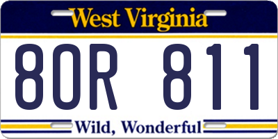 WV license plate 8OR811