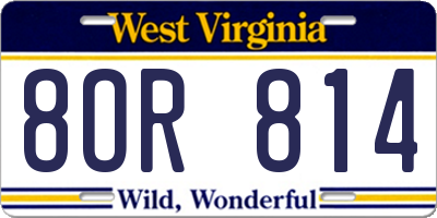 WV license plate 8OR814