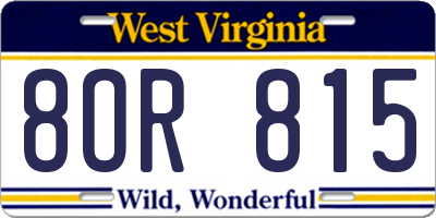 WV license plate 8OR815