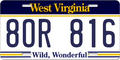 WV license plate 8OR816