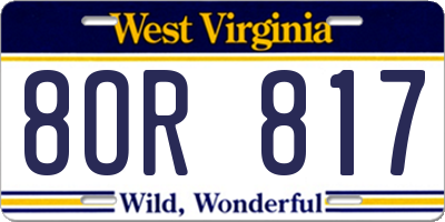 WV license plate 8OR817