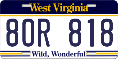WV license plate 8OR818