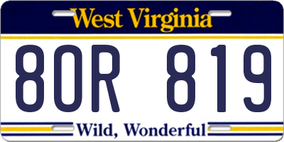 WV license plate 8OR819