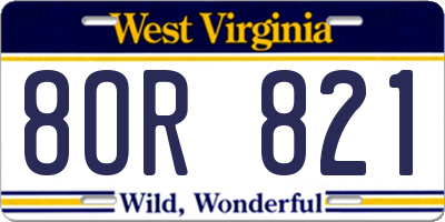 WV license plate 8OR821