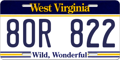WV license plate 8OR822